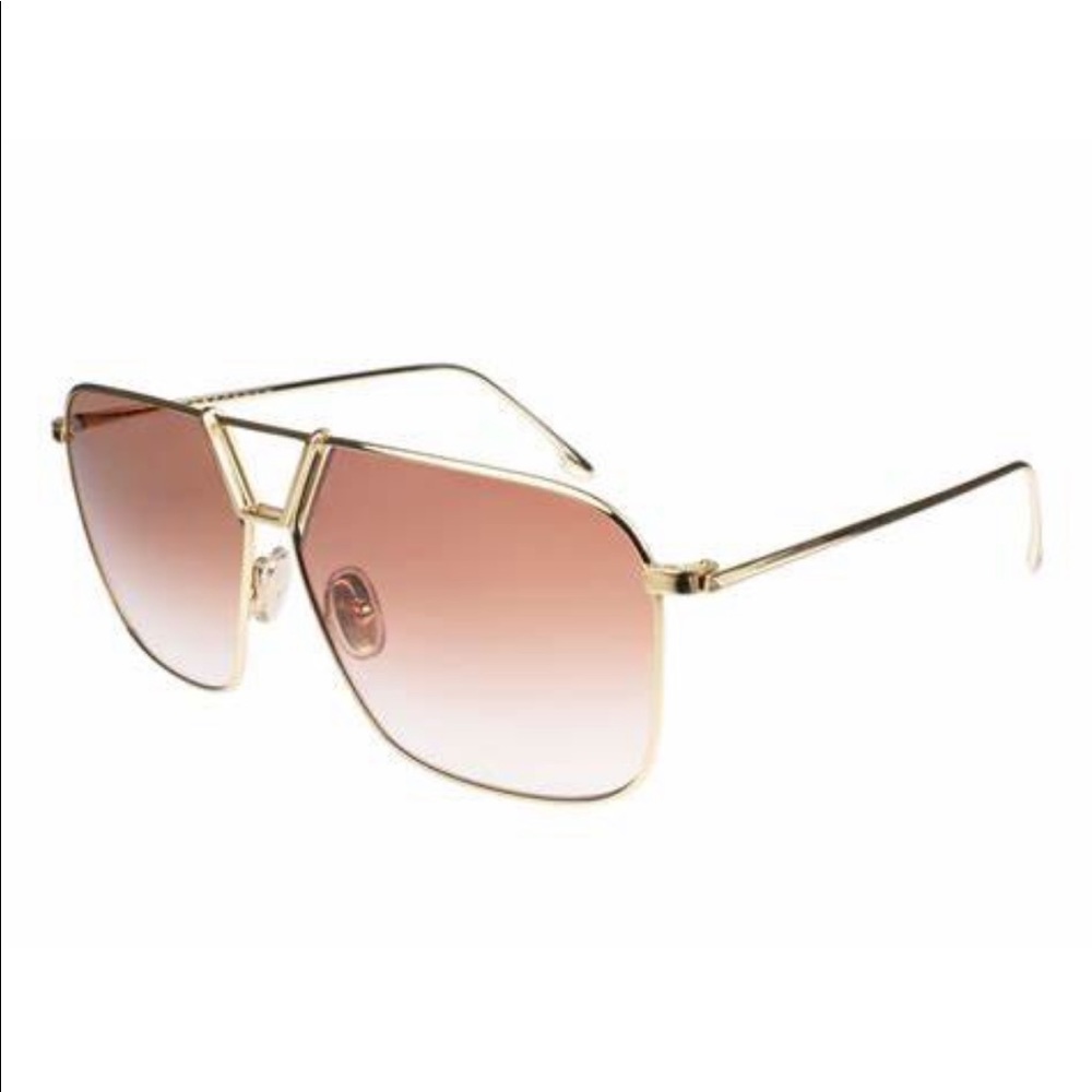 NWT [Victoria Beckham] Double Bridge Gold & Burgundy Sunglasses with Case - Picture 2 of 11